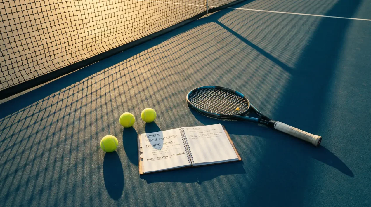 Tenista femenina profesional compitiendo en una pista de tenis durante un torneo WTA