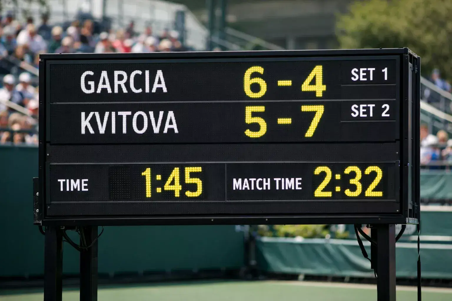 Juez de silla anunciando resultado de juego de tenis